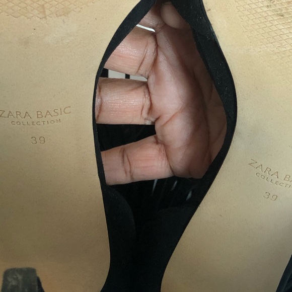 Zara Black Suede Fringed Heels - Picture 5 of 5